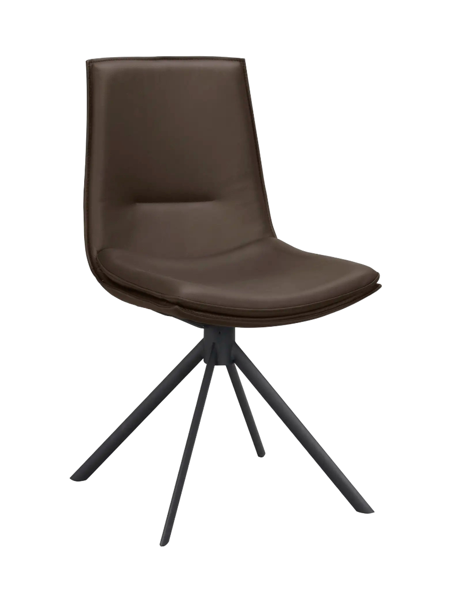 
Chaise design pivotante à 360° « Lowell » - Cuir véritable marron foncé