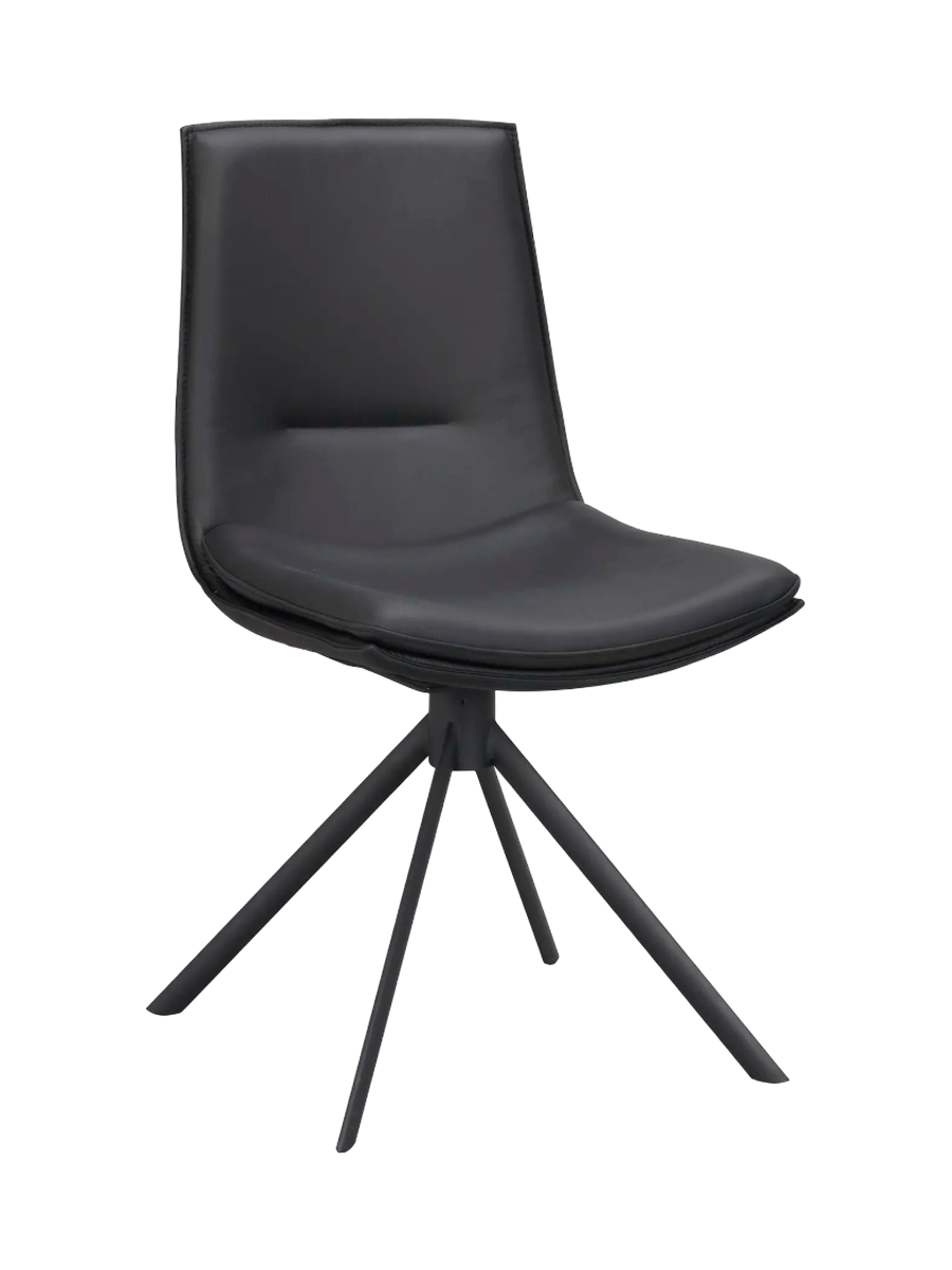 
Fauteuil design rotatif à 360° « Lowell » - cuir véritable noir