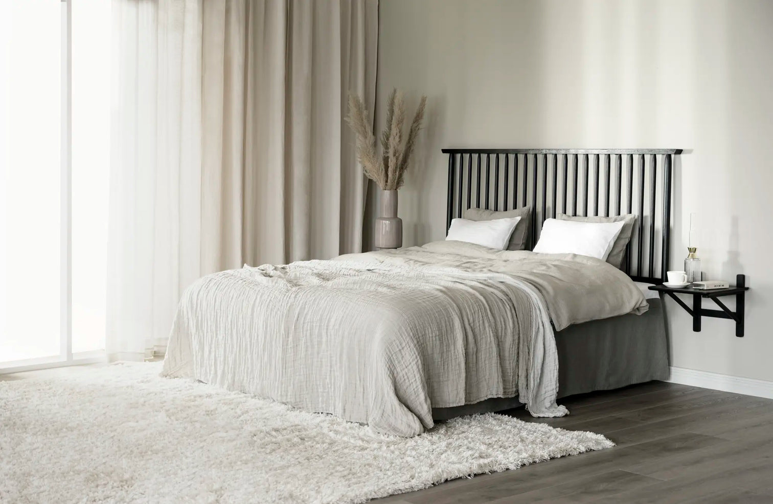 
Tête de lit en bois massif « Riggins » 194 cm - Chêne noir