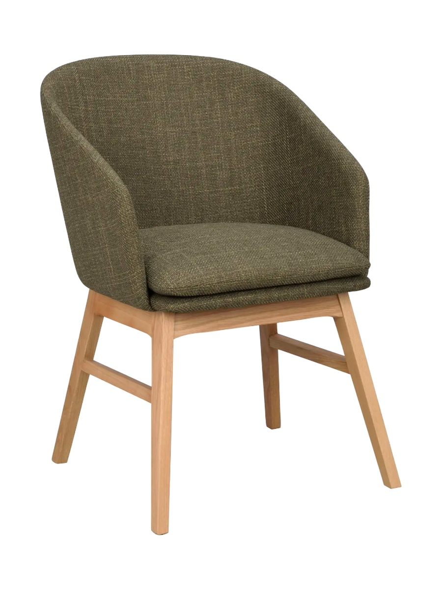 
Sedia con braccioli di design in legno massello «Windham» - Verde / Quercia Natural