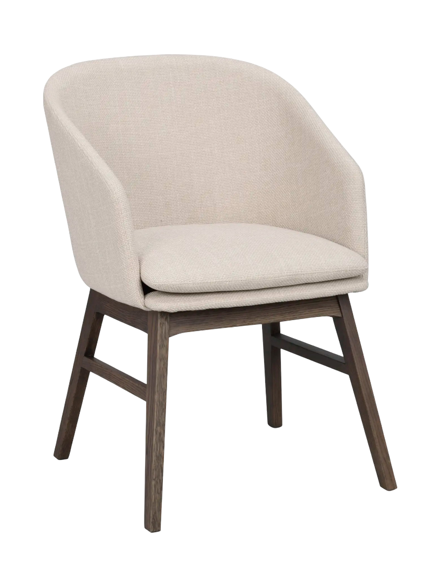 
Sedia con braccioli di design in legno massello «Windham» - Beige / Rovere Marrone scuro