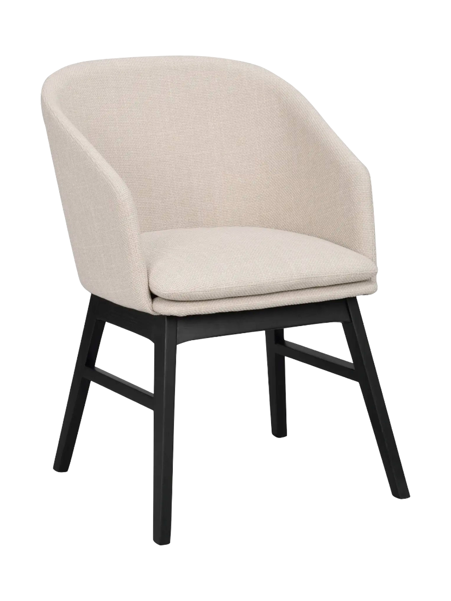 
Sedia con braccioli di design in legno massello «Windham» - Beige / Rovere Nero