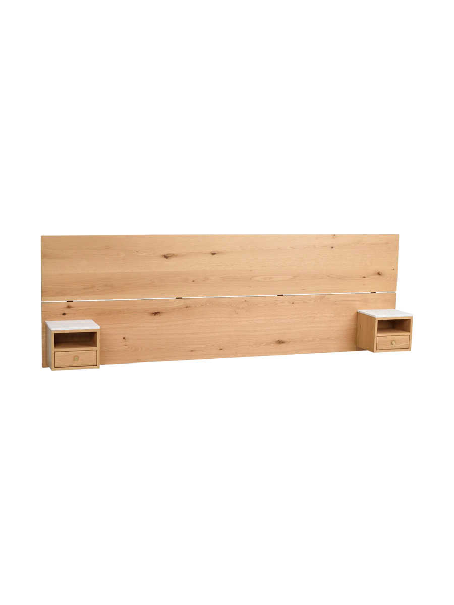 
Tête de lit en bois massif « Whitemore » avec 2 tables de chevet - Chêne naturel
