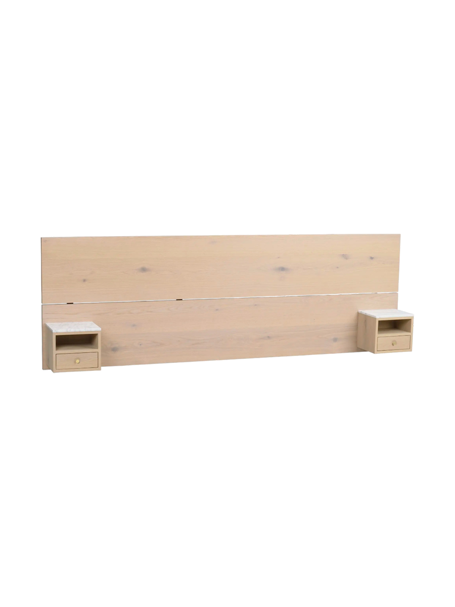 
Tête de lit en bois massif « Whitemore » avec 2 tables de chevet - Chêne clair