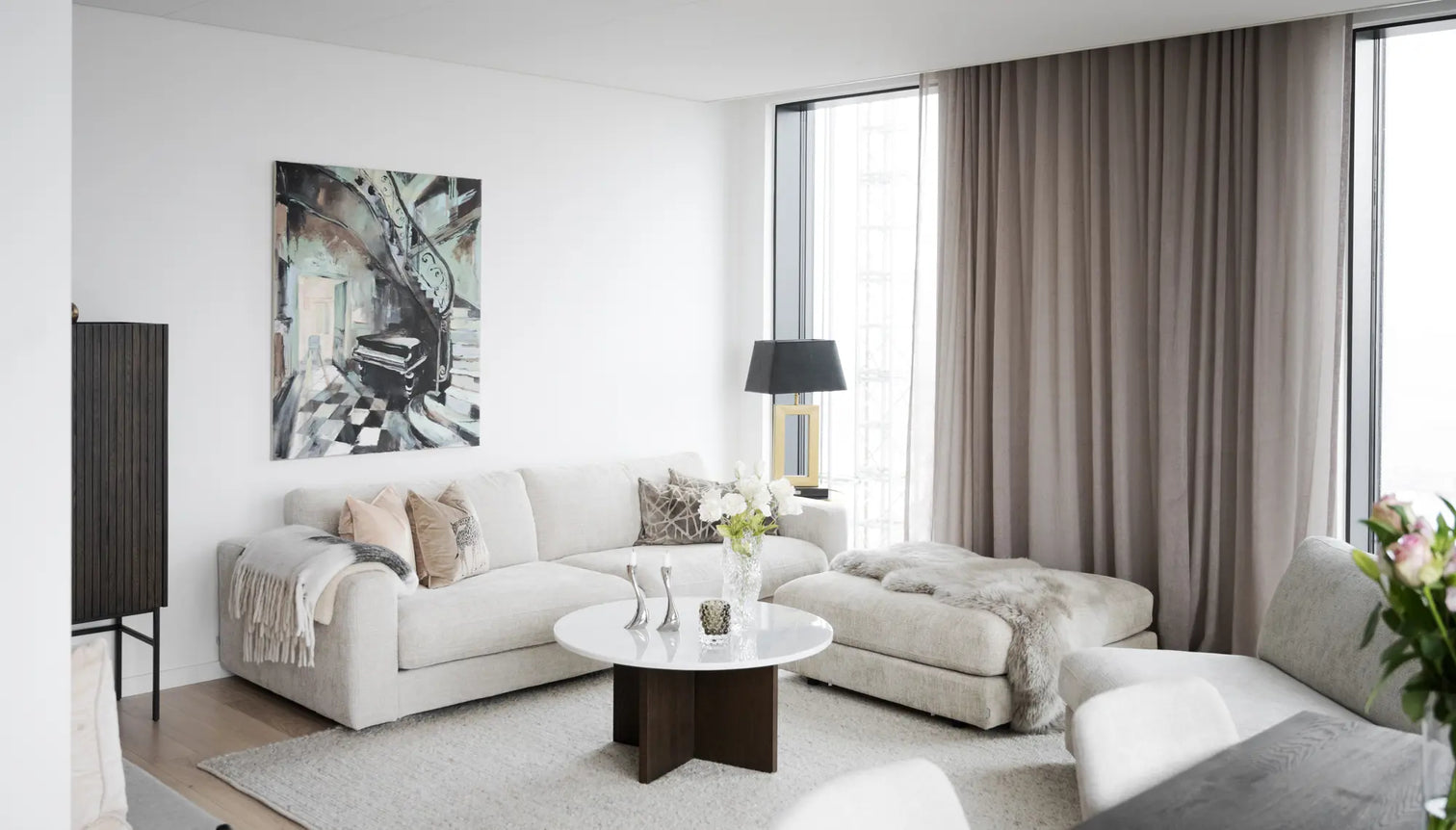 
High-quality, round marble coffee table "Brooksville" Ø 90 cm - Dark Brown Oak / Carrara Marble