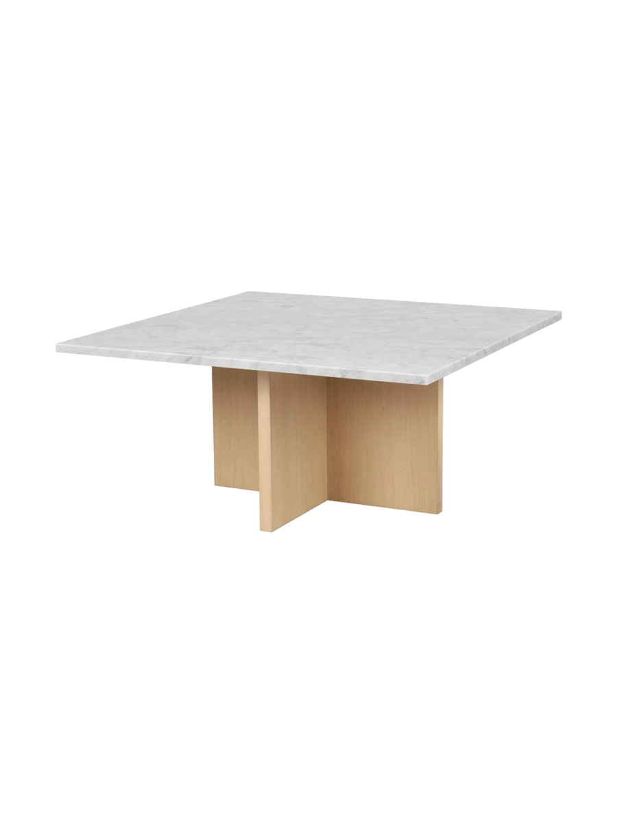 
High-quality Marble Coffee Table "Brooksville" 90 x 90 cm - Light Oak / Carrara Marble