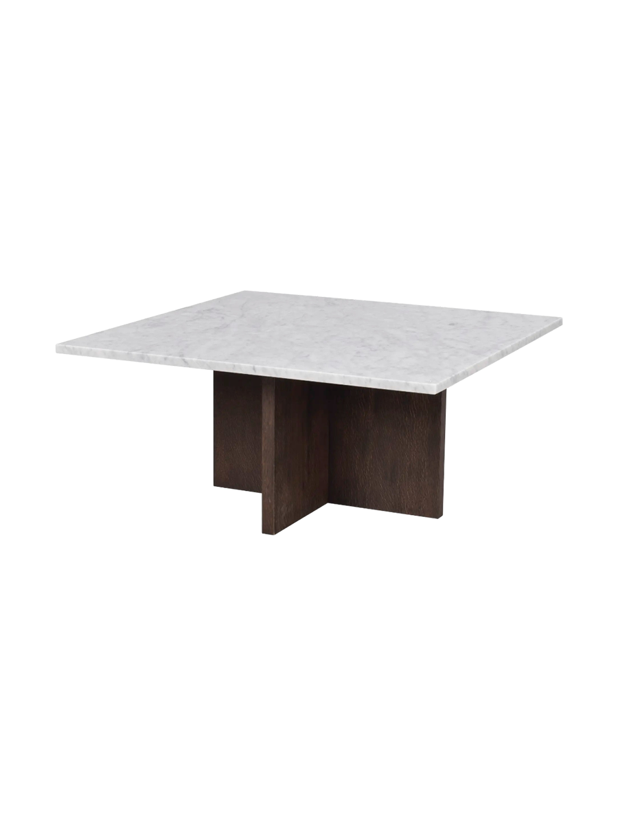 
High-quality Marble Coffee Table "Brooksville" 90 x 90 cm - Oak Dark Brown / Carrara Marble