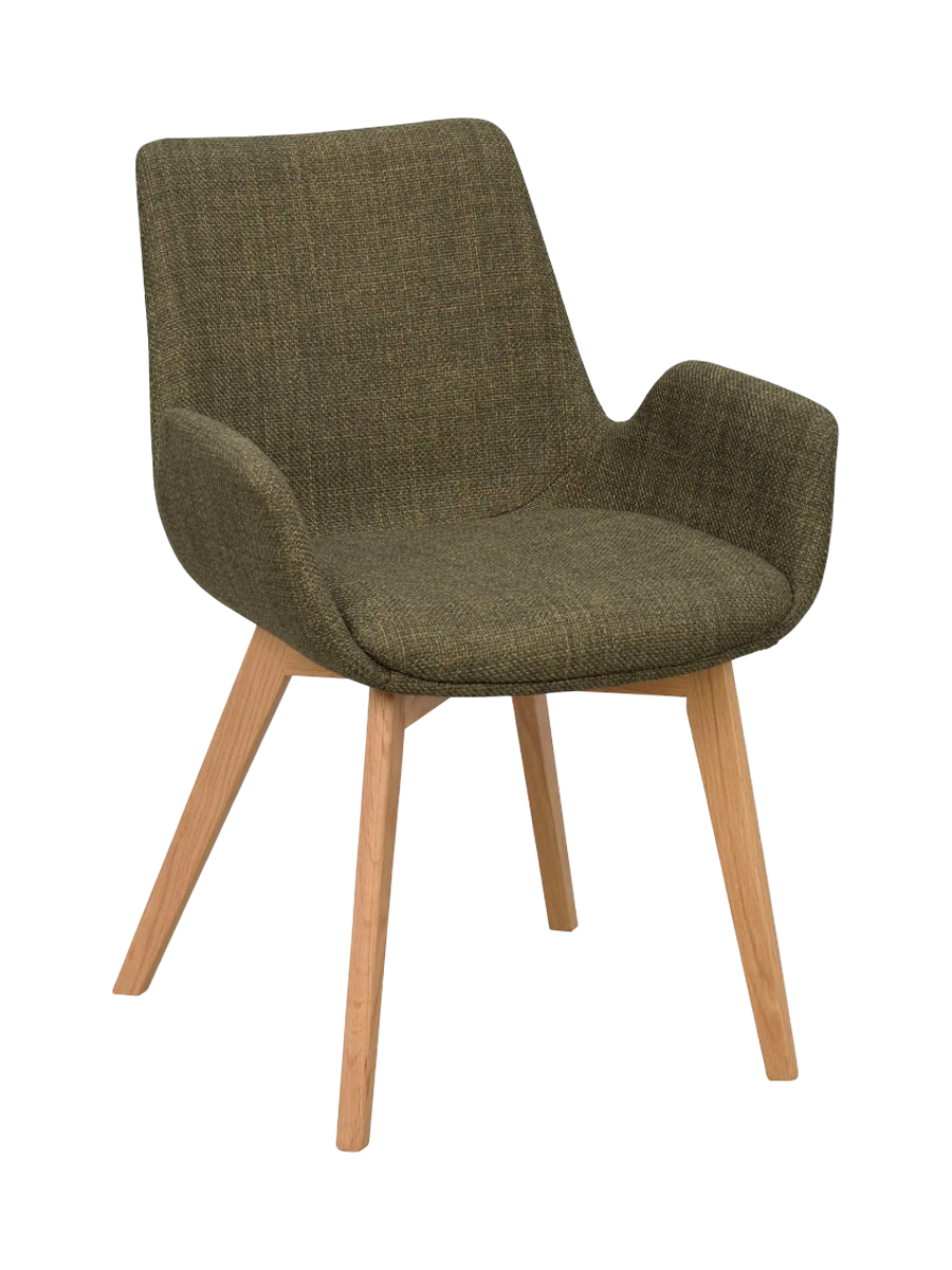 
Sedia con braccioli di design in legno massello «Drimsdale» - Verde / Rovere Naturale