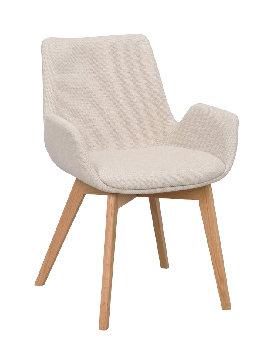 
Sedia con braccioli di design in legno massello «Drimsdale» - Beige / Rovere Natural