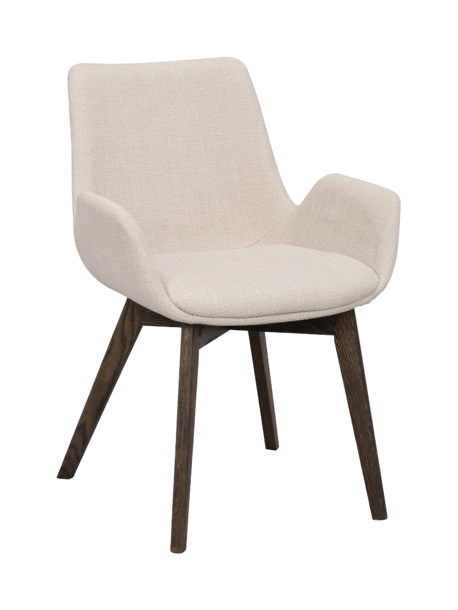 
Sedia con braccioli di design in legno massello «Drimsdale» - Beige / Rovere Marrone scuro