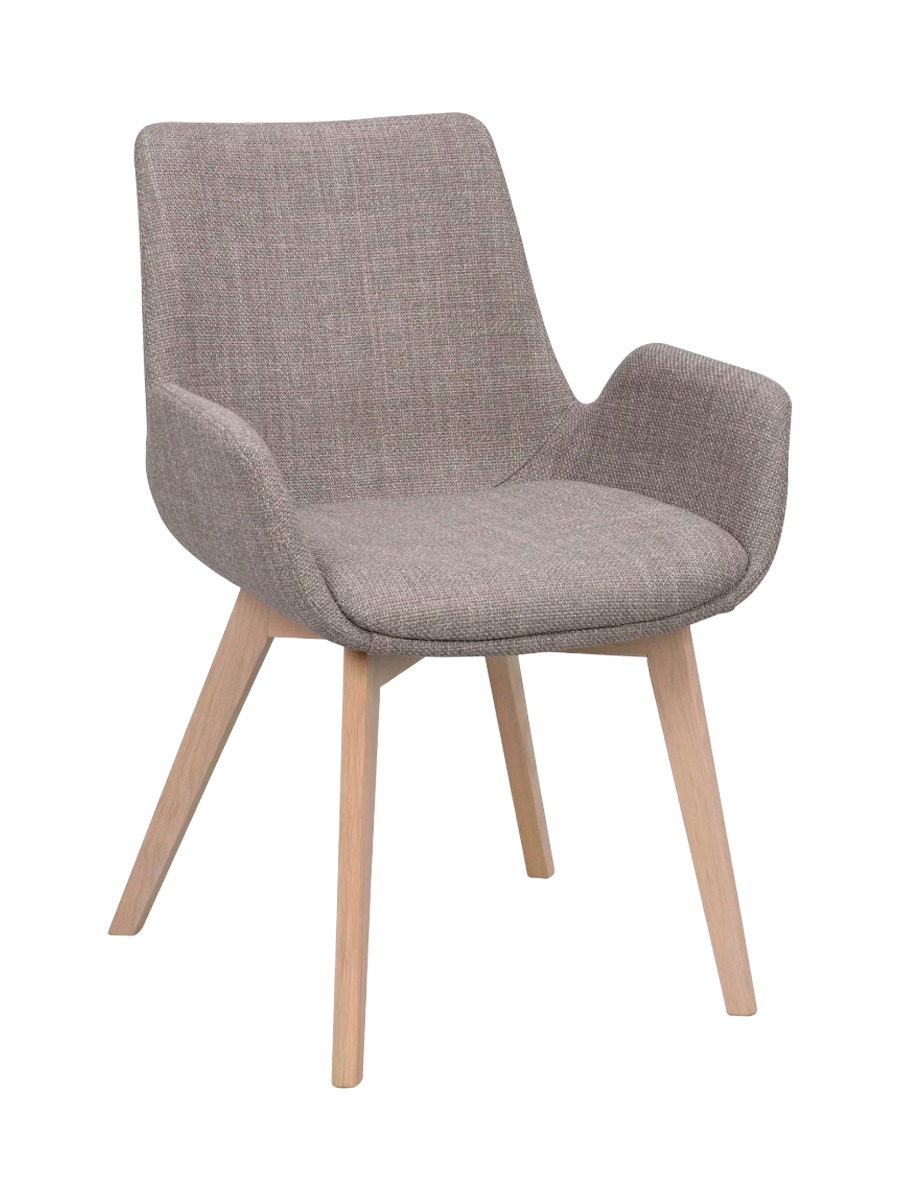 
Sedia con braccioli di design in legno massello «Drimsdale» - Greige / Quercia chiara