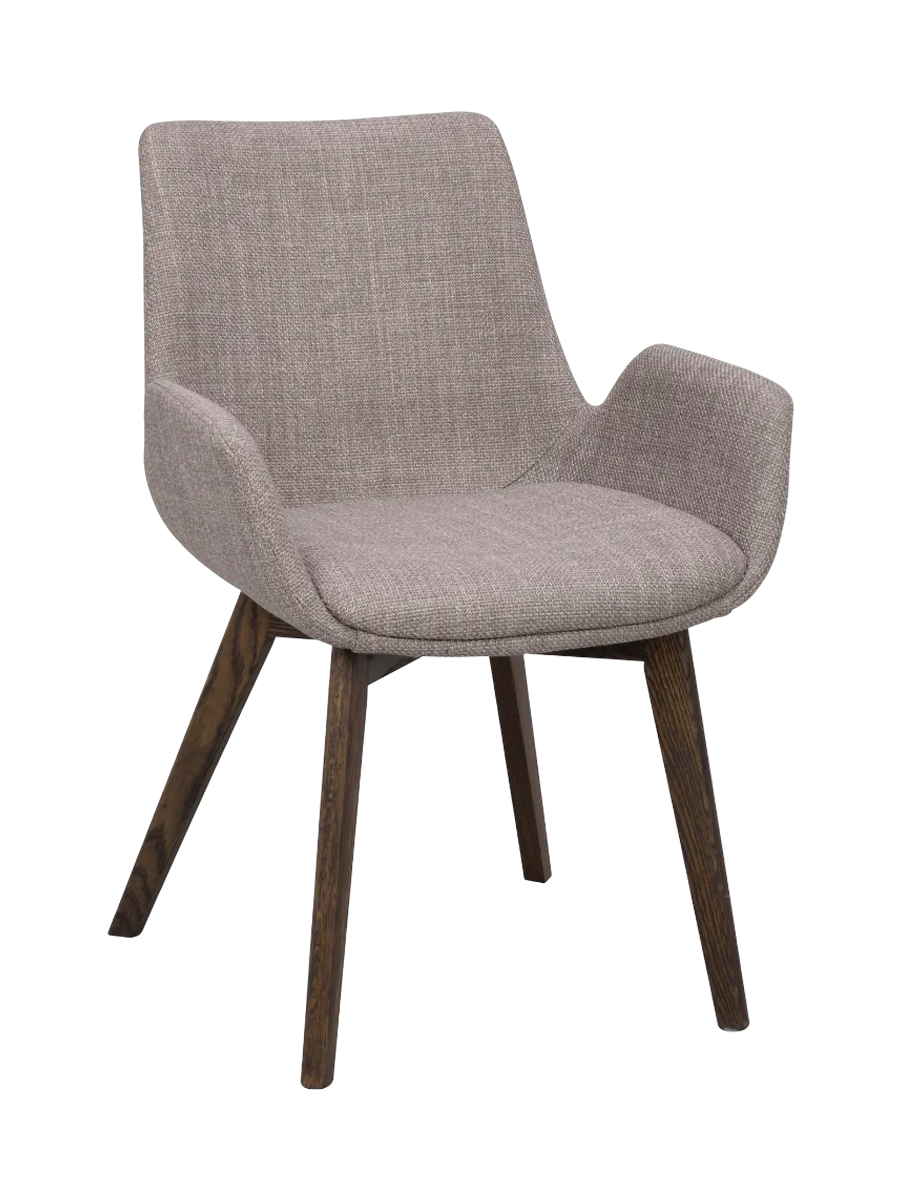 
Sedia con braccioli di design in legno massello «Drimsdale» - Greige / Rovere Marrone scuro