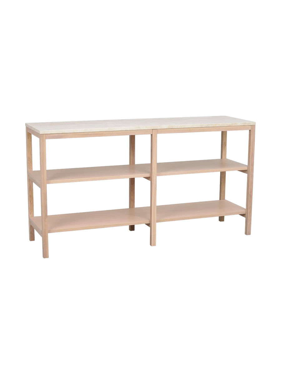 
Grande consolle di design “Orwel” 140 x 75 cm - Travertino / Rovere Whitewash