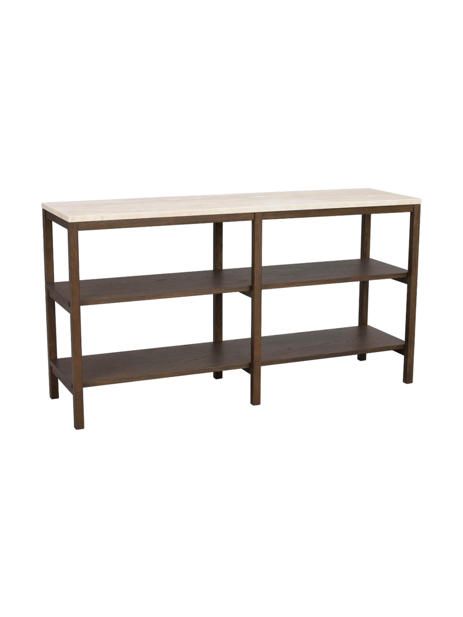 
Grande consolle di design “Orwel” 140 x 75 cm - Travertino / Rovere Marrone scuro