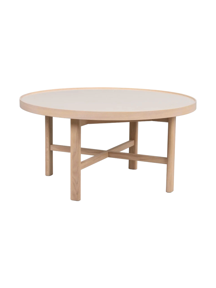 
Designer Ceramic Coffee Table "Marsden" Ø 90 cm - Oak Whitewash
