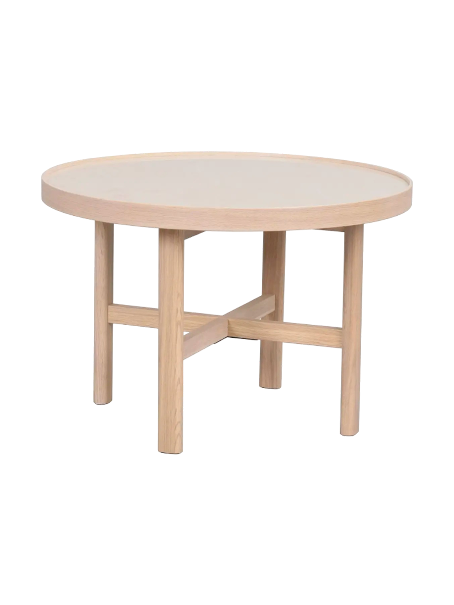 
Designer Ceramic Coffee and Side Table "Marsden" Ø 60 cm - Oak Whitewash