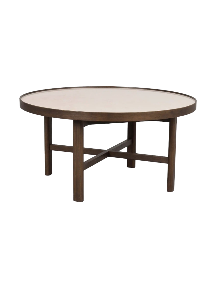 
Designer Ceramic Coffee Table "Marsden" Ø 90 cm - Oak Dark Brown
