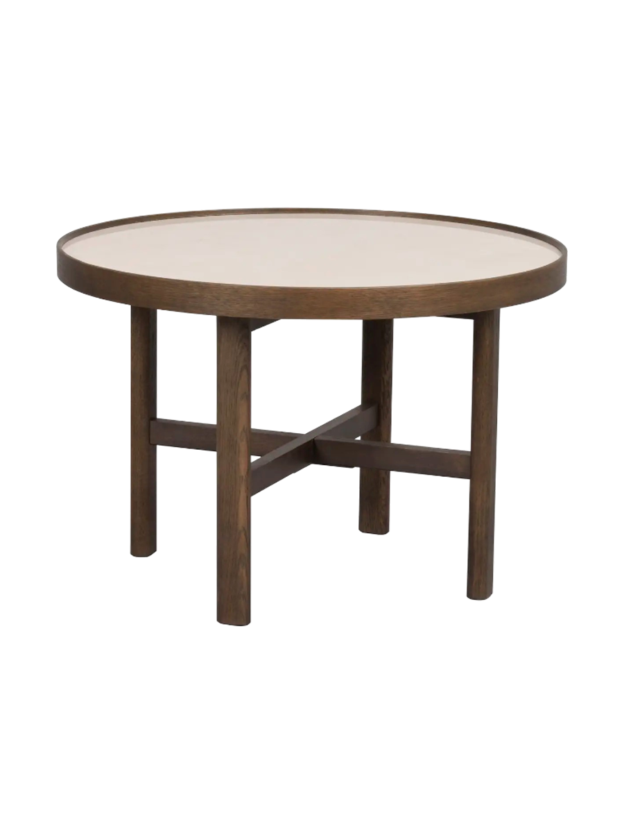
Designer Ceramic Coffee and Side Table "Marsden" Ø 60 cm - Oak Dark Brown