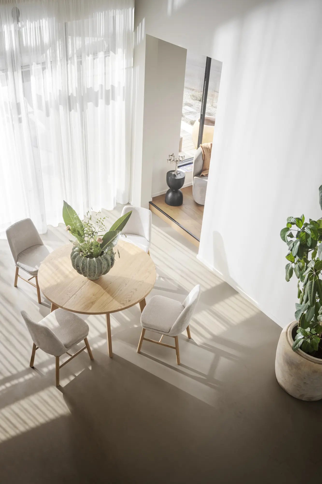 
Extendable Solid Wood Dining Table "Glenside", 130-230 x 130 cm - Oak Natural - Ø 130 cm