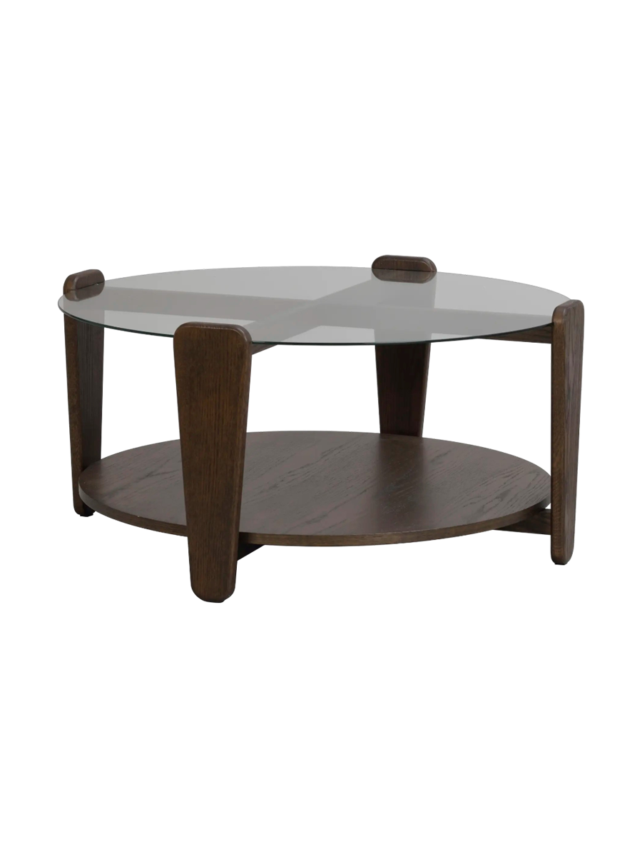 
Massivholz Couchtisch „Arran“ Ø 93 cm - Eiche Dunkelbraun