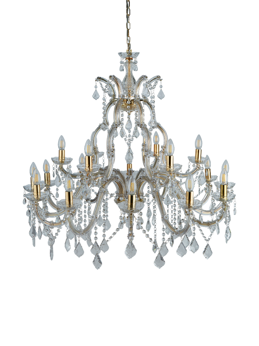 
Klassischer, dimmbarer XL Kronleuchter „Marie Therese" Ø 98/ H 94-260 cm - Gold