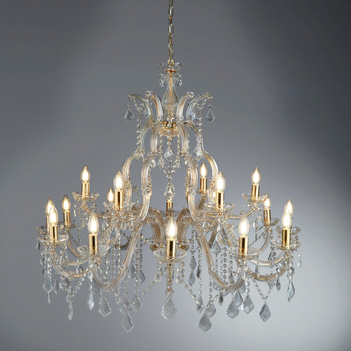 
Klassischer, dimmbarer XL Kronleuchter „Marie Therese" Ø 98/ H 94-260 cm - Gold