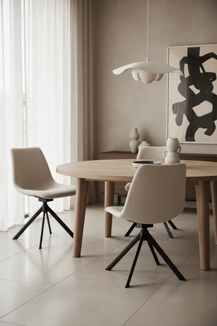 
360° Swivel Designer Chair "Dunmore" - Light beige