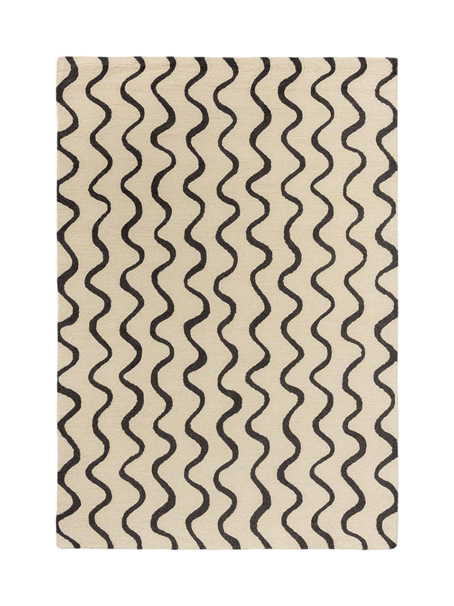 
Tapis en laine design « Ribbon » – tufté à la main - 120 x 180 cm / Charbon de bois