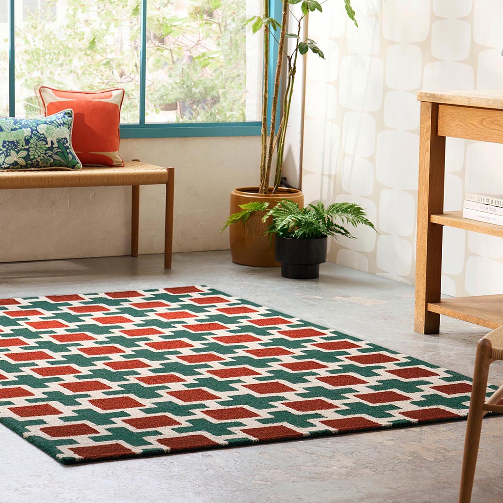 
Tapis en laine design « Hatch Rust » – tufté à la main - 120 x 180 cm