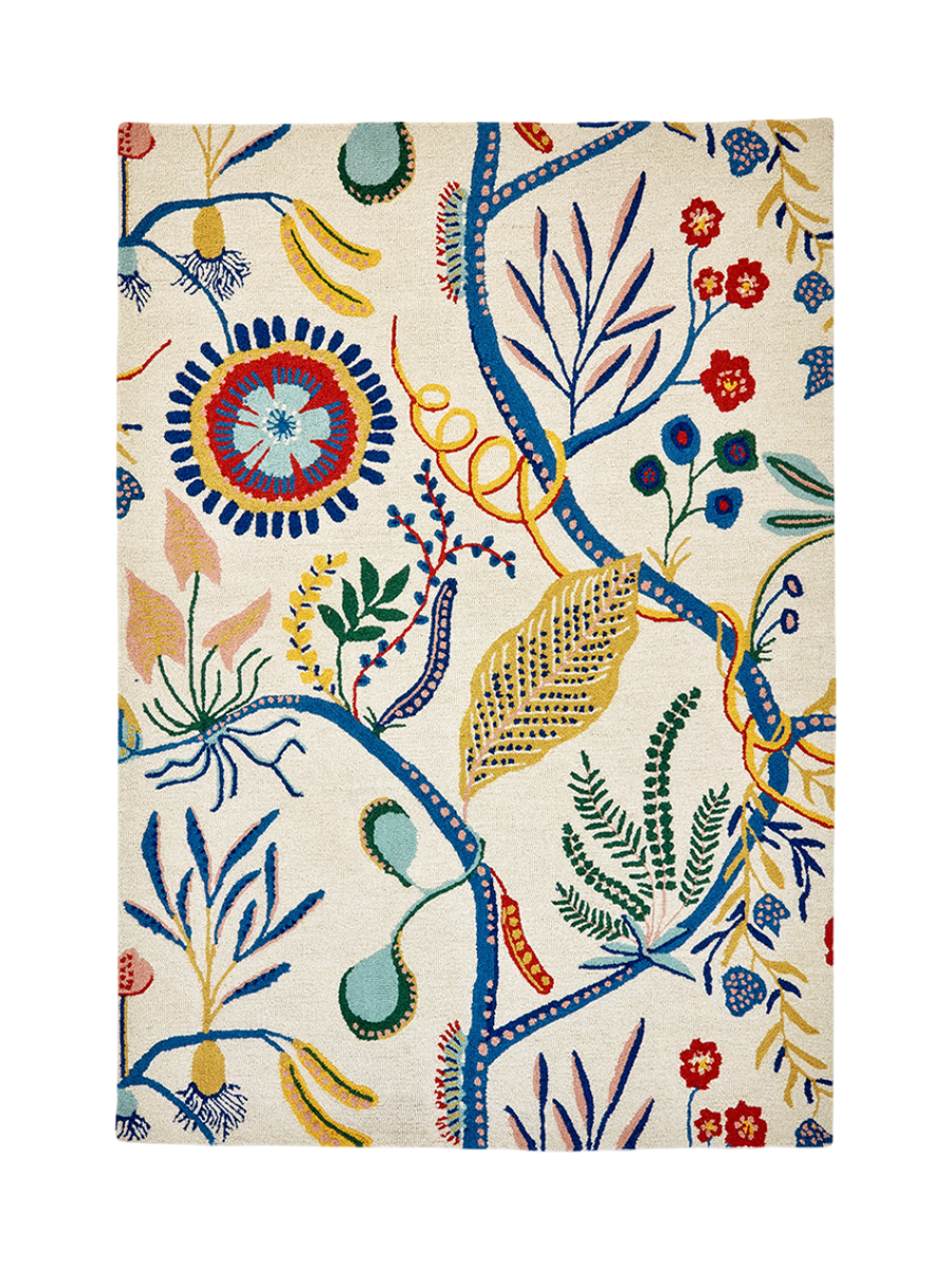 
Tapis de créateur « Jackfruit and the Beanstalk » – touffeté main, 100 % pure laine vierge - 120 x 180 cm