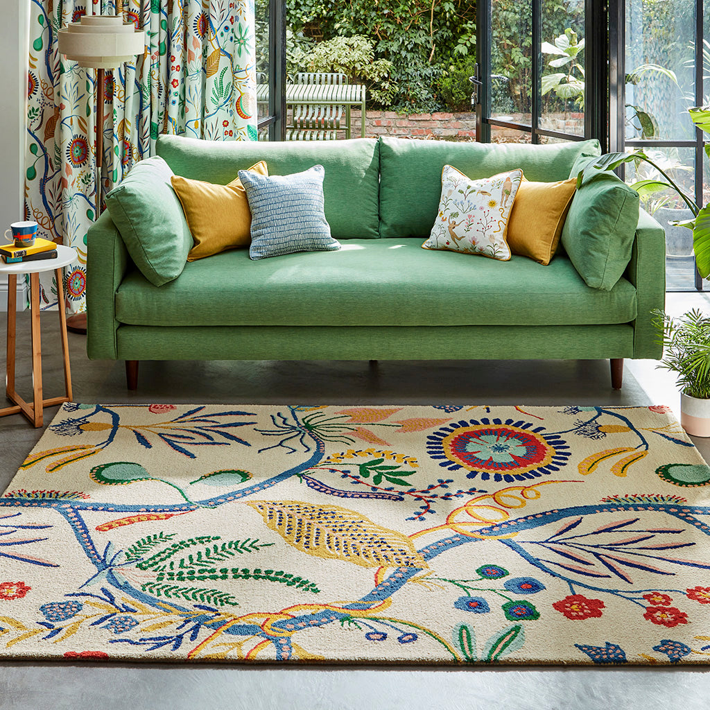 
Tapis de créateur « Jackfruit and the Beanstalk » – touffeté main, 100 % pure laine vierge - 120 x 180 cm