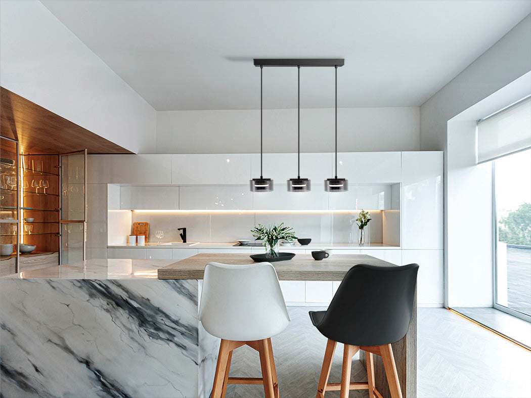 
Suspension LED design « Olaia » à 3 lampes - Noir