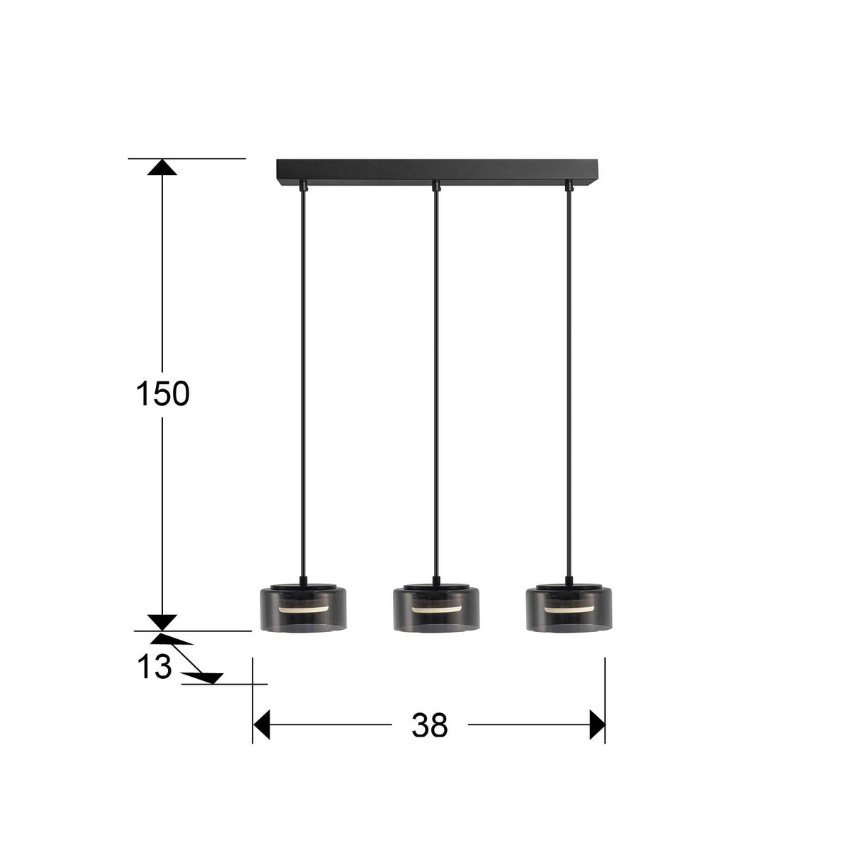 
Suspension LED design « Olaia » à 3 lampes - Noir