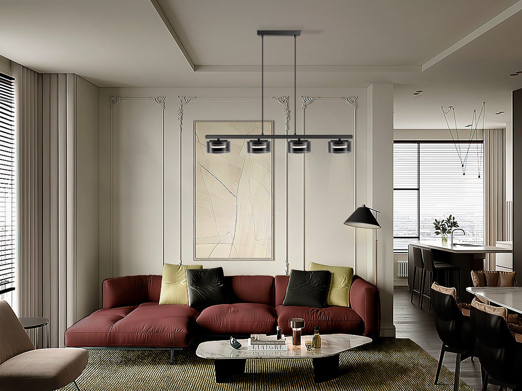
LED Designer Pendant Light “Olaia”, 4-Light - Black
