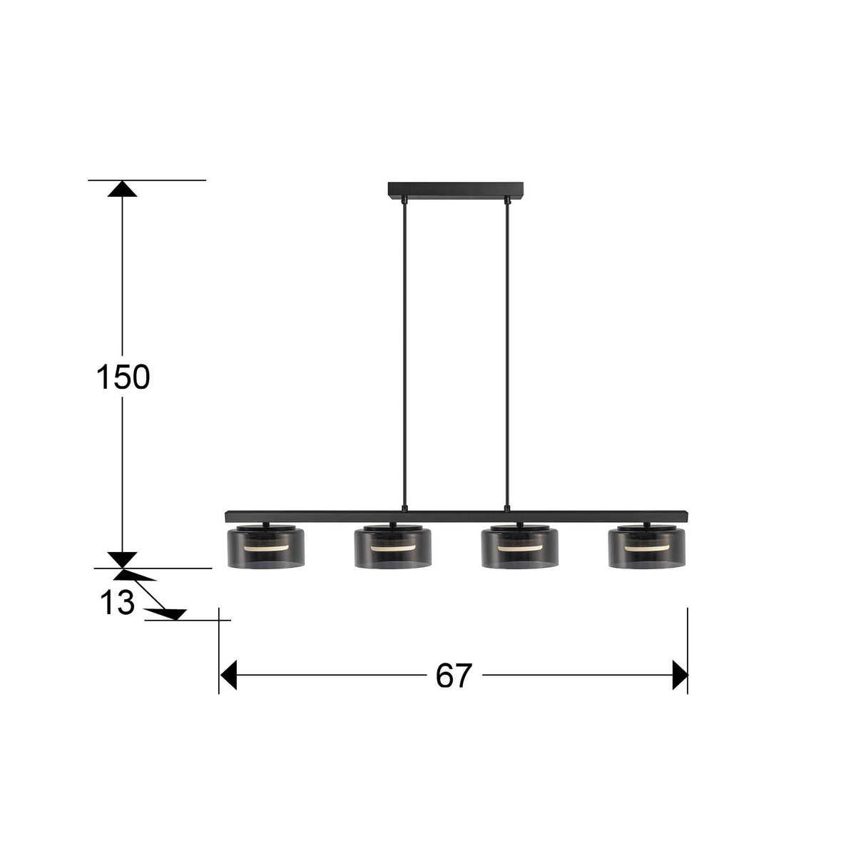 
LED Design Hängelampe „Olaia“ 4-flammig - Schwarz