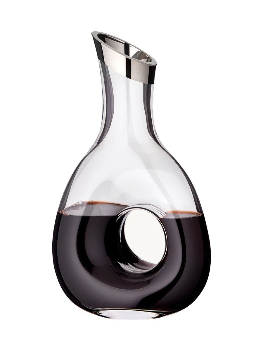 
Hand-blown "Gordon" Decanter - Crystal Glass with Platinum Rim, 1.2 Liters
