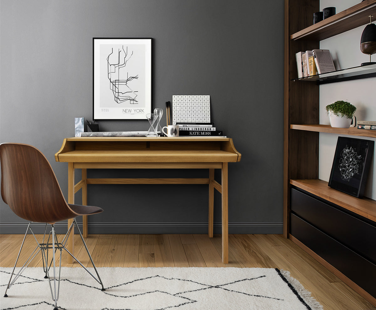 
Design Schreibtisch „Carteret“ mit ausziehbarer Arbeitsfläche - Natural