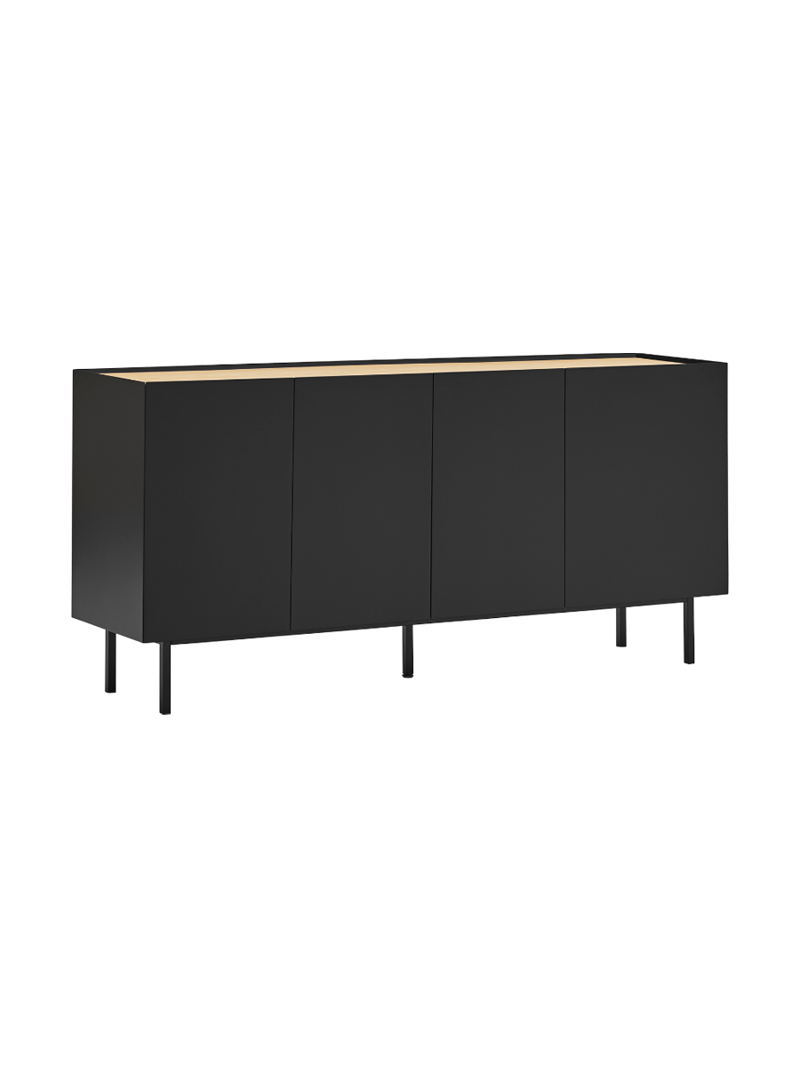 
Design Sideboard „Arista“ - 4-türig - Schwarz