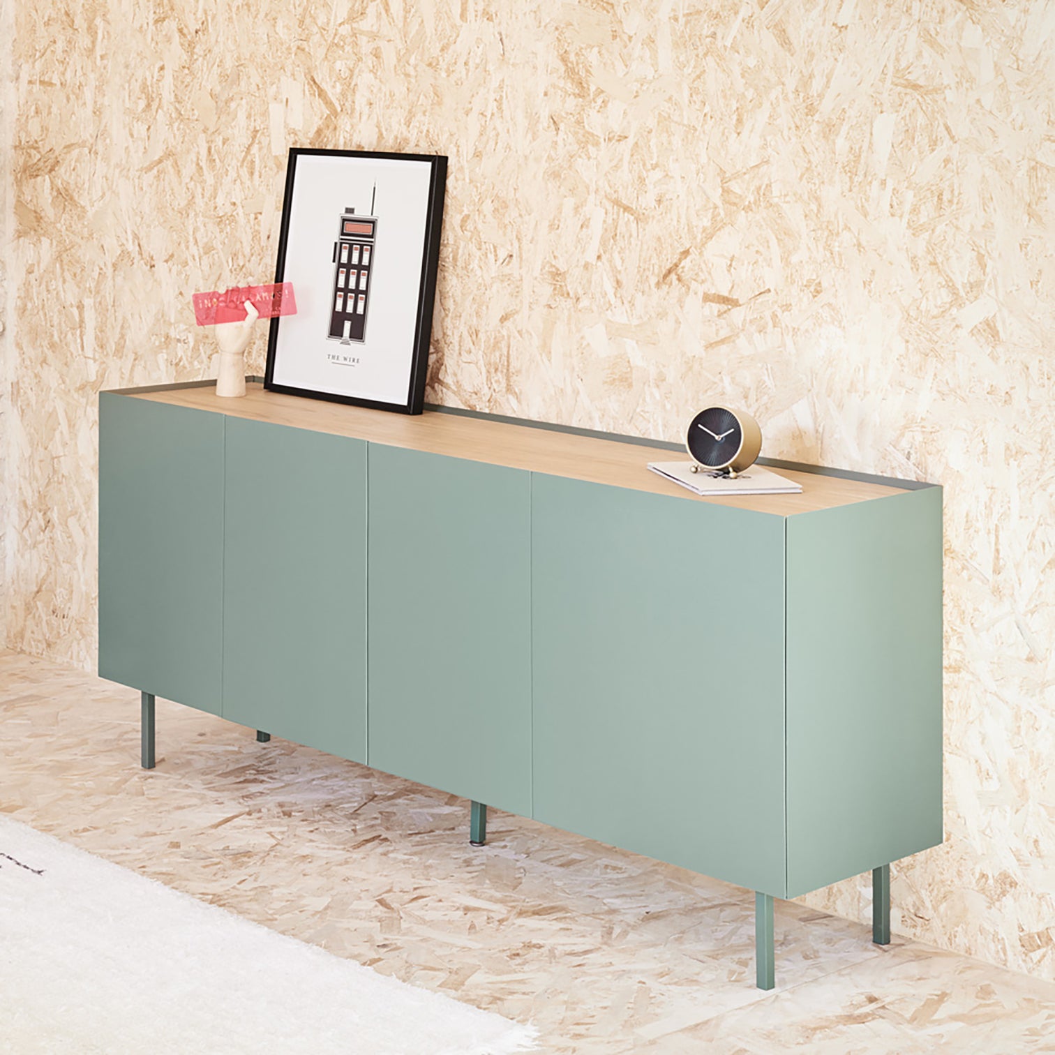 
Design Sideboard „Arista“ - 4-türig - Grün