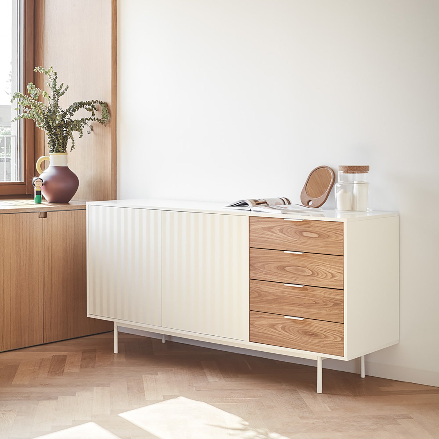 
Designer Sideboard "Sierra" - 160 x 80 cm - White / Oak