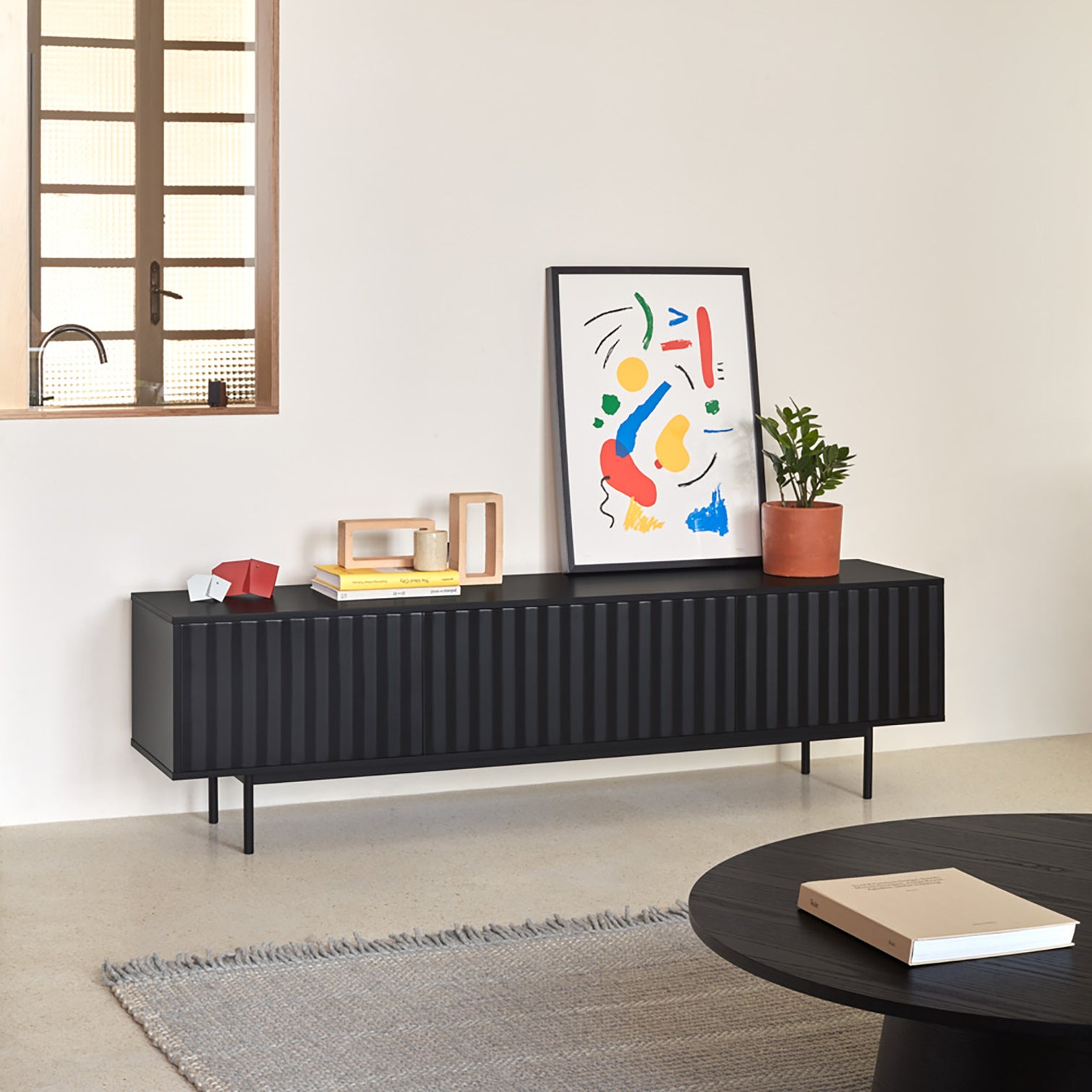 
Designer Lowboard "Sierra" - 180 x 52 cm - Black