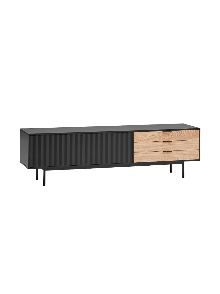 
Designer Lowboard "Sierra" - 180 x 52 cm - Black / Oak