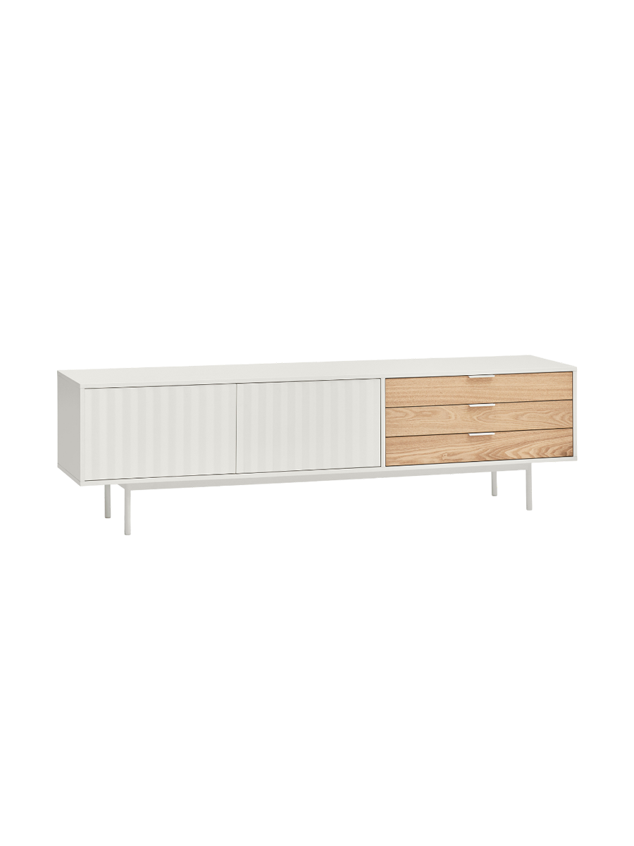 
Designer Lowboard "Sierra" - 180 x 52 cm - White / Oak