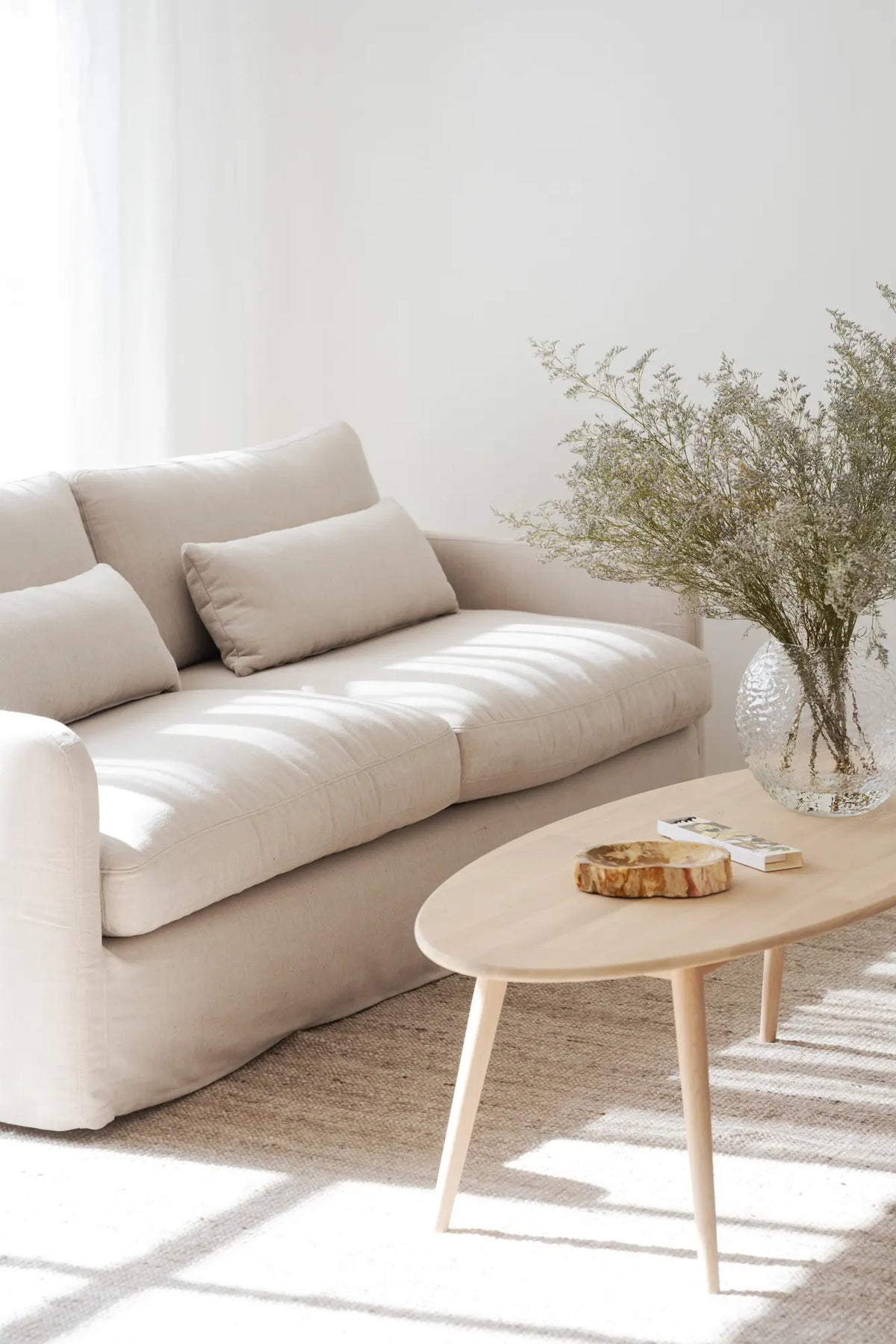 
Ovaler Massivholz Couchtisch „Tompkins“ 150 x 60 cm - Eiche hell