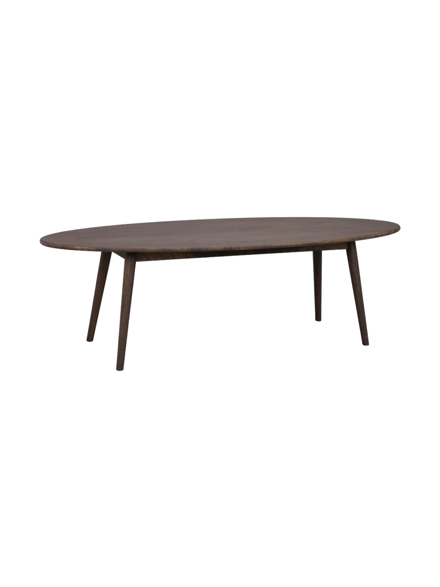 
Ovaler Massivholz Couchtisch „Tompkins“ 150 x 60 cm - Eiche Dunkelbraun