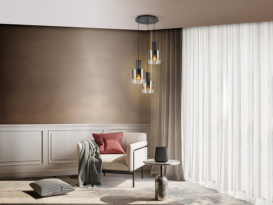 
Design Pendellampe „Venize“ 3-flammig - Schwarz