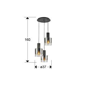 
Design Pendellampe „Venize“ 3-flammig - Schwarz