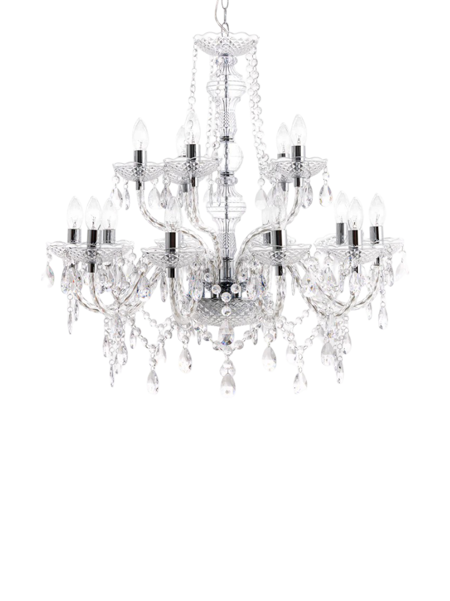 
Large Chandelier "Diamonds" 15-light - Transparent