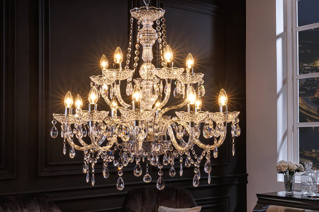 
Large Chandelier "Diamonds" 15-light - Transparent