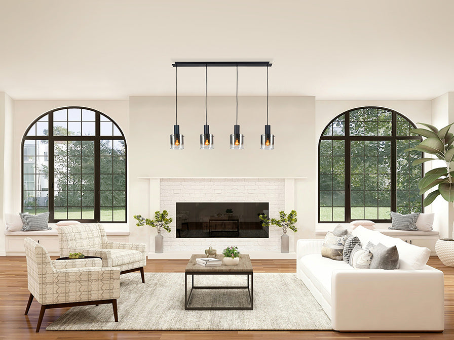 
Suspension design « Venize » à 4 lumières - Noir
